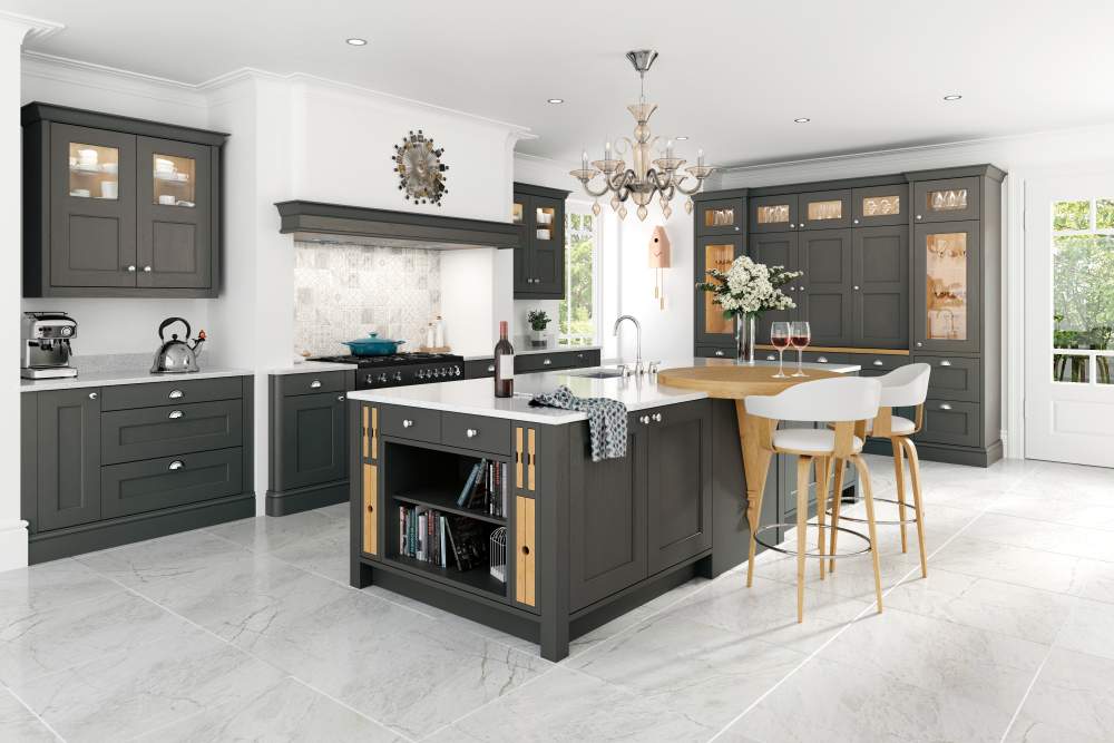 Traditional Wakefield Lava painted kitchen - compromise for anyone seeking something in between a traditional and a contemporary door style