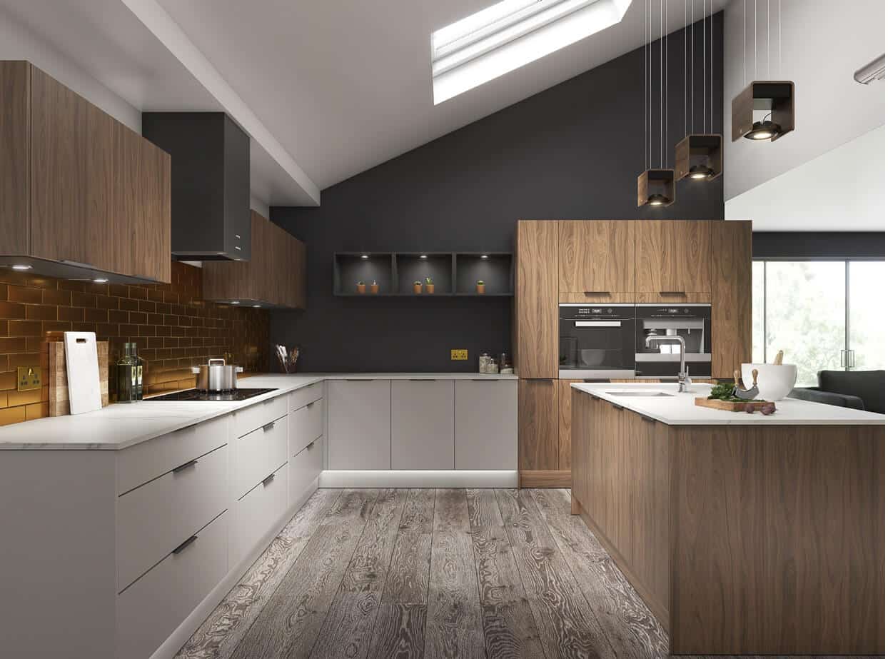 Modena oak and light grey kitchen