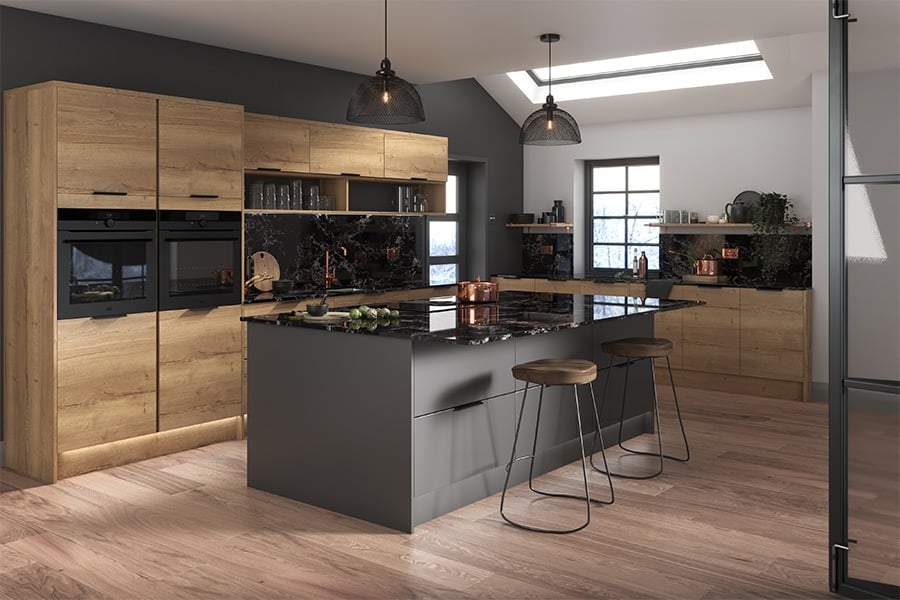 Modena natural Halifax oak and graphite kitchen