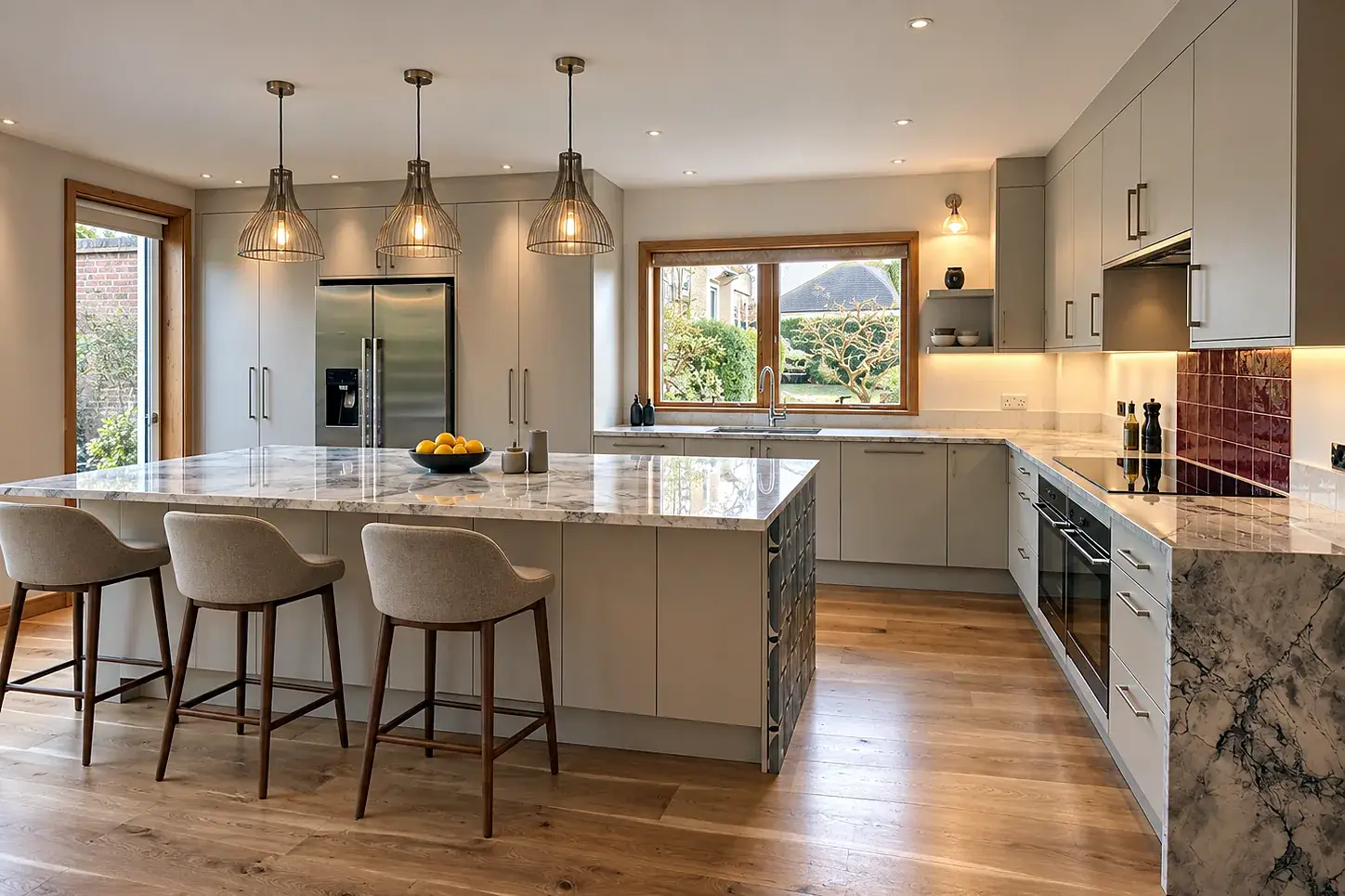 Egger modern slab kitchen with Bianco Eclipse worktop and island